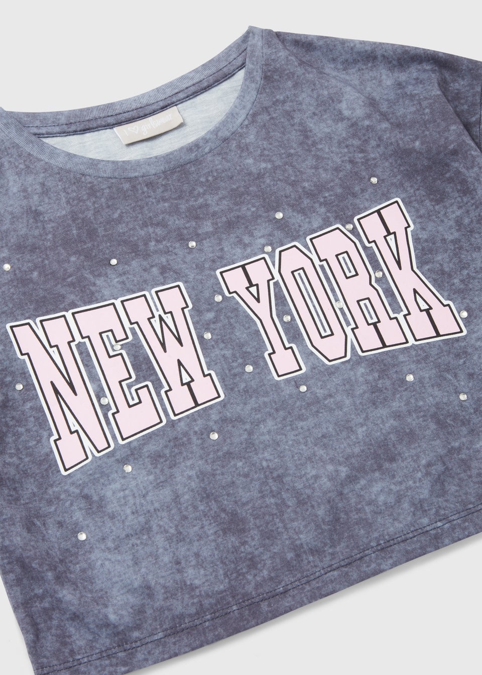 Kids Grey Marl New York Cropped T-Shirt (4-15yrs)