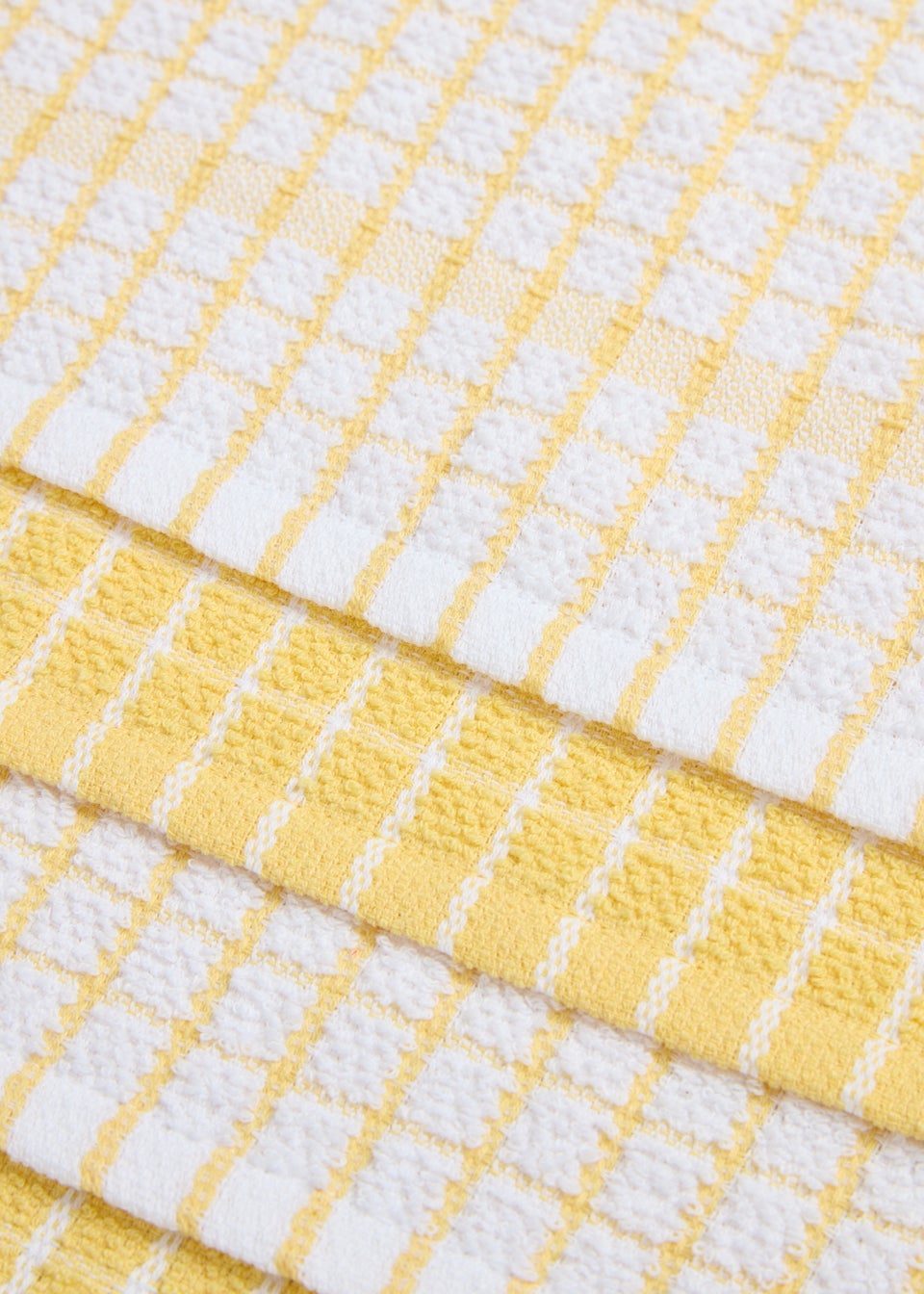 4 Pack Yellow Check Terry Tea Towels (45cm x 60cm)