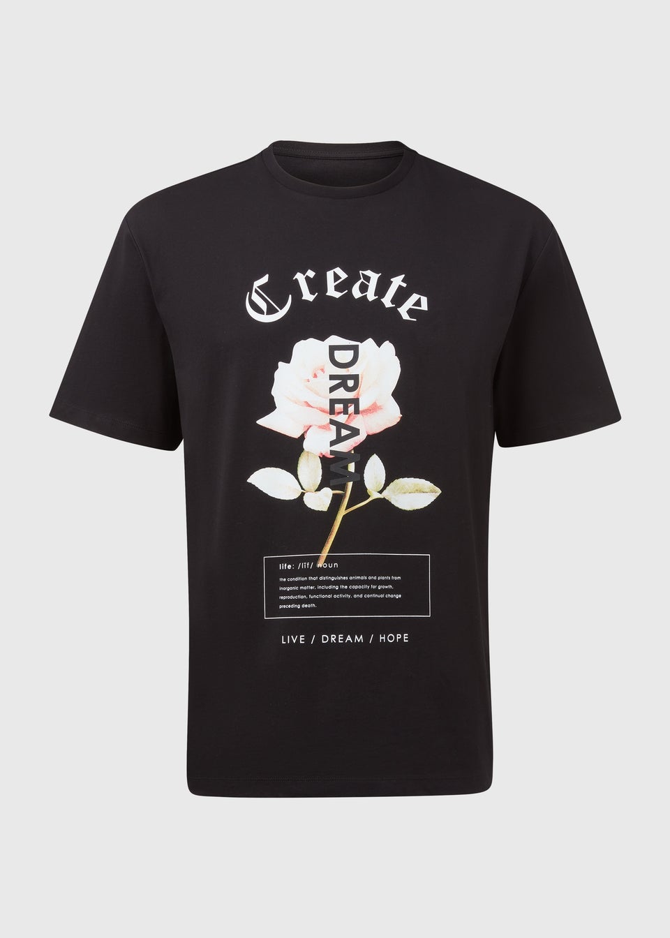US Athletic Black Create Dreams Print Oversized T-Shirt