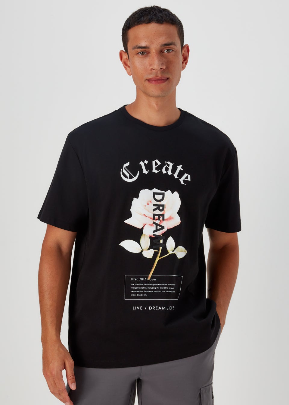 US Athletic Black Create Dreams Print Oversized T-Shirt