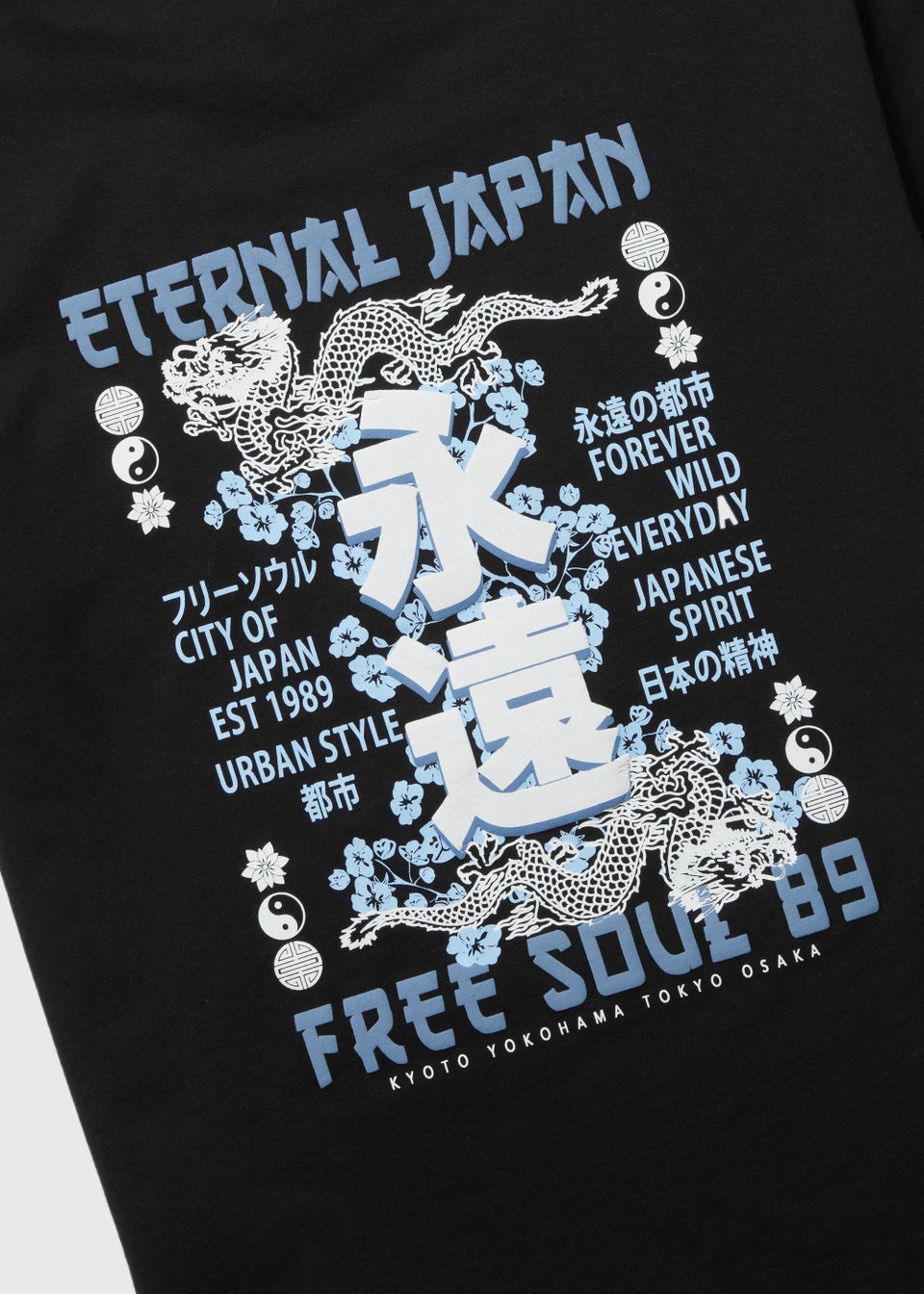 Boys Black Japan Print T-Shirt (4-12yrs)