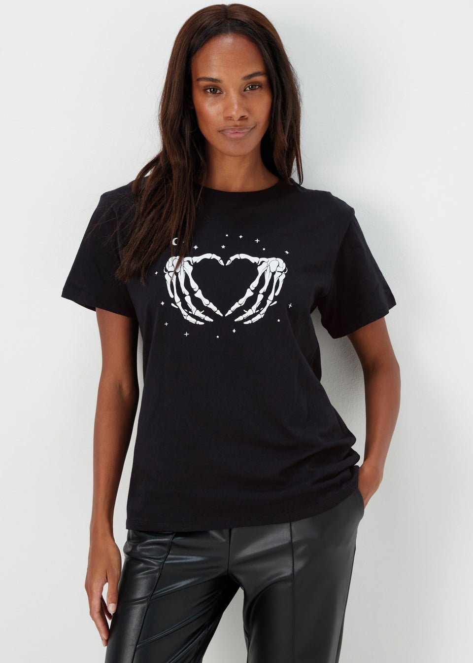 Black Halloween Heart Hands T Shirt Matalan
