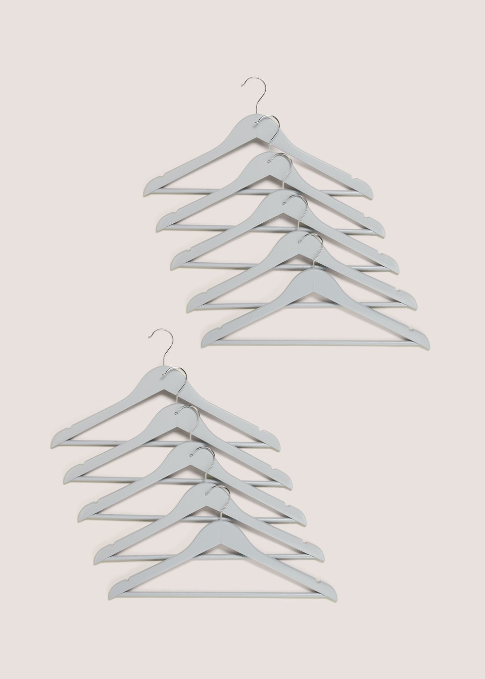 10 Pack Grey Wooden Hangers (22.5cm x 44.5cm)