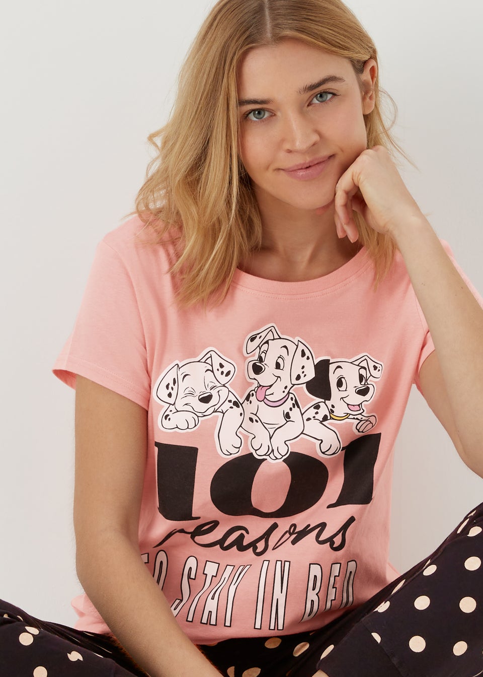 Pink Dalmatian Print Pyjama Set Matalan