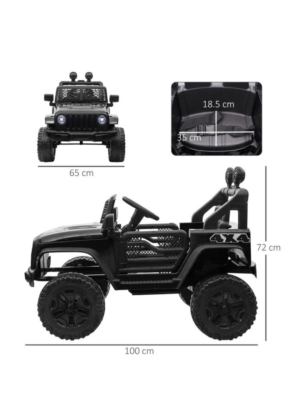 HOMCOM 12V Kids Electric Ride On Car Truck Off-road Toy with Remote Control (Black)