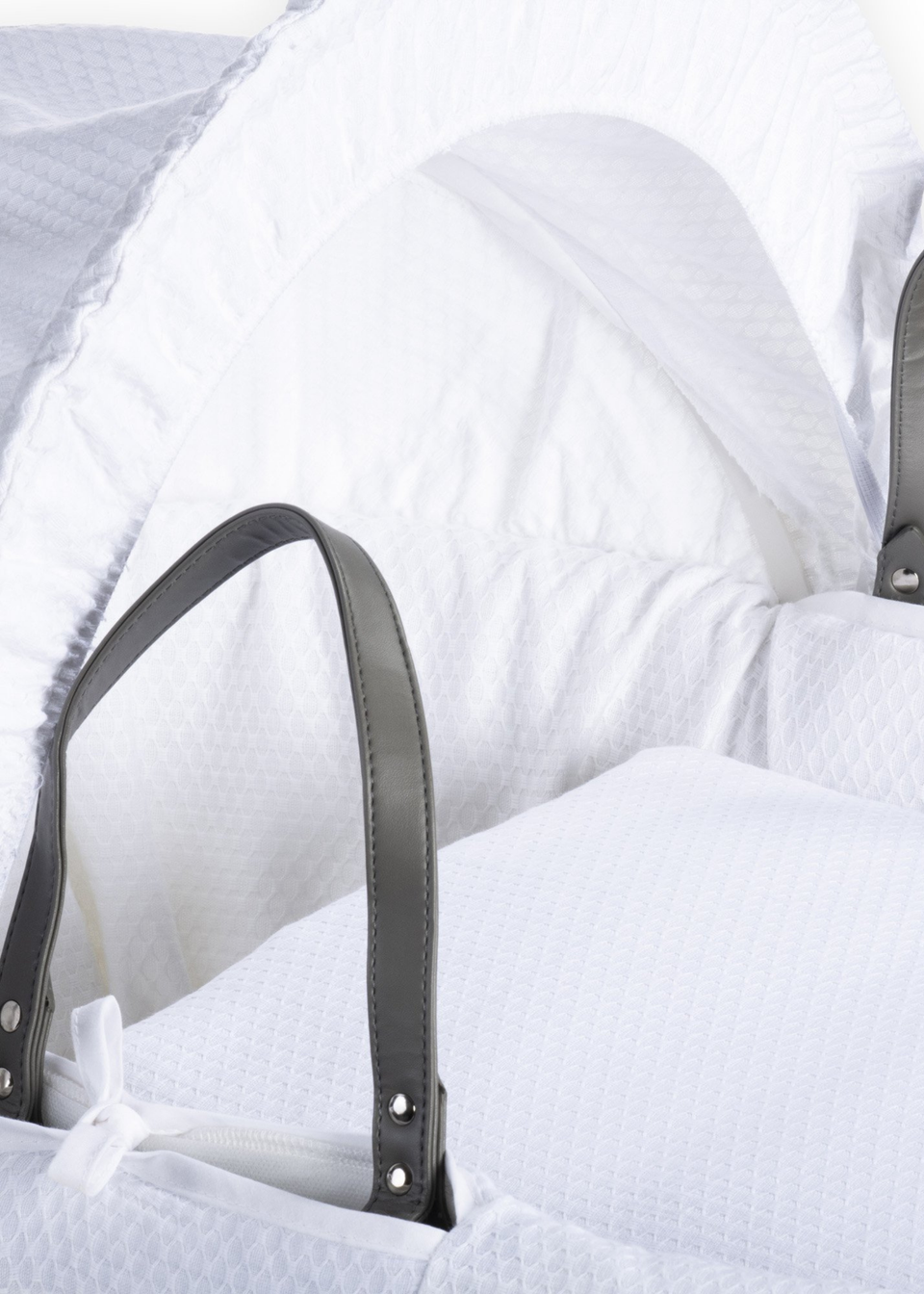 Clair de Lune White Cotton Dream Grey Wicker Moses Basket