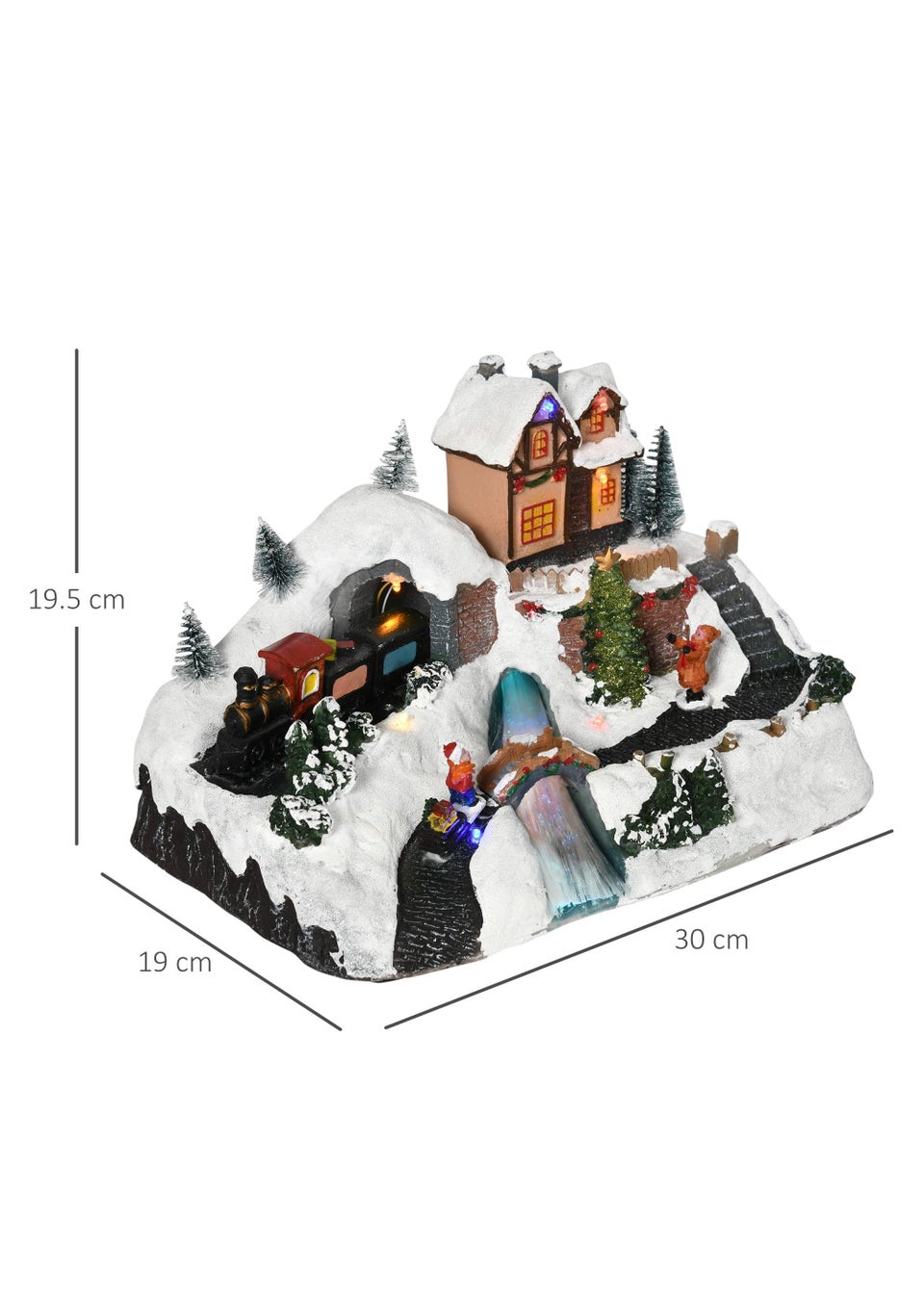 HOMCOM Battery-Operated Animated Christmas Village Scene with Music and Lights