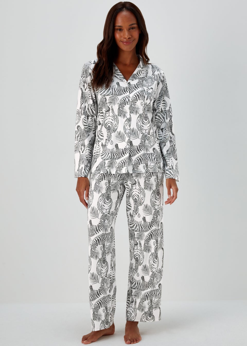 Cream Zebra Print Pyjama Set - Matalan
