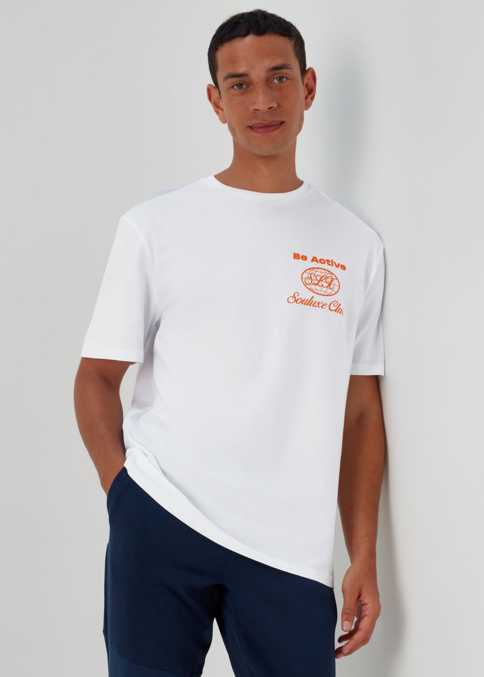 Souluxe White Be Active Print Sports T-Shirt - Matalan