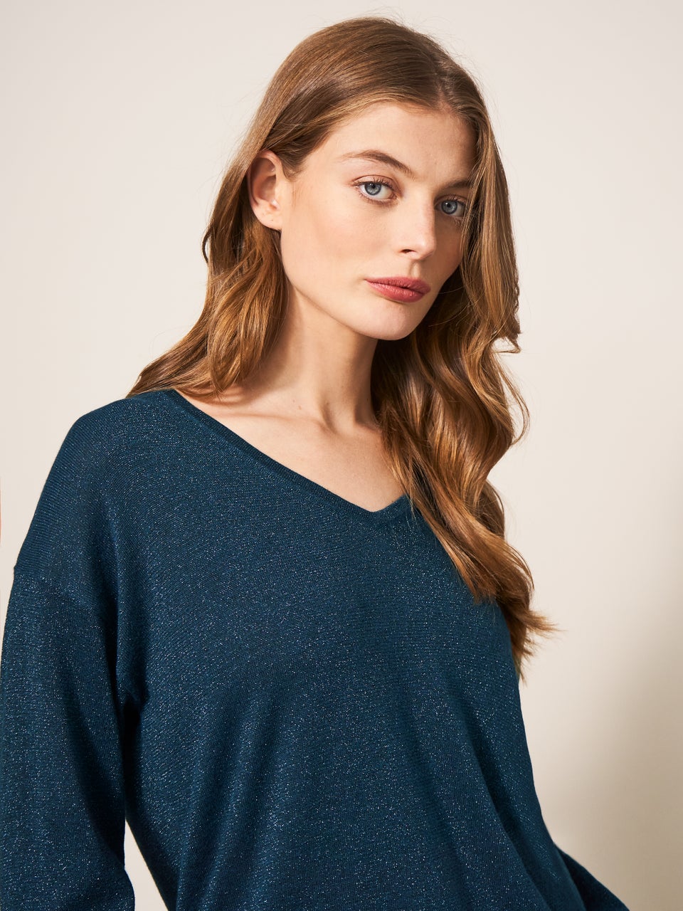 Night Sky Pullover mit V-Ausschnitt