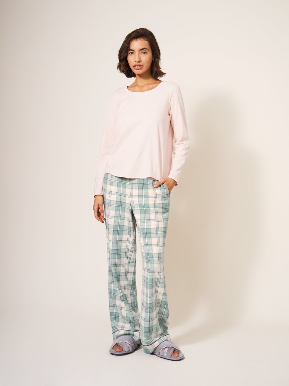 Nina Pyjamahose aus Bio-Baumwolle mit Karomuster