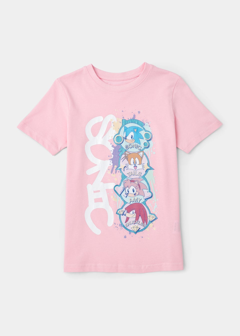 Kids Pink Sonic the Hedgehog T-Shirt (5-12yrs)
