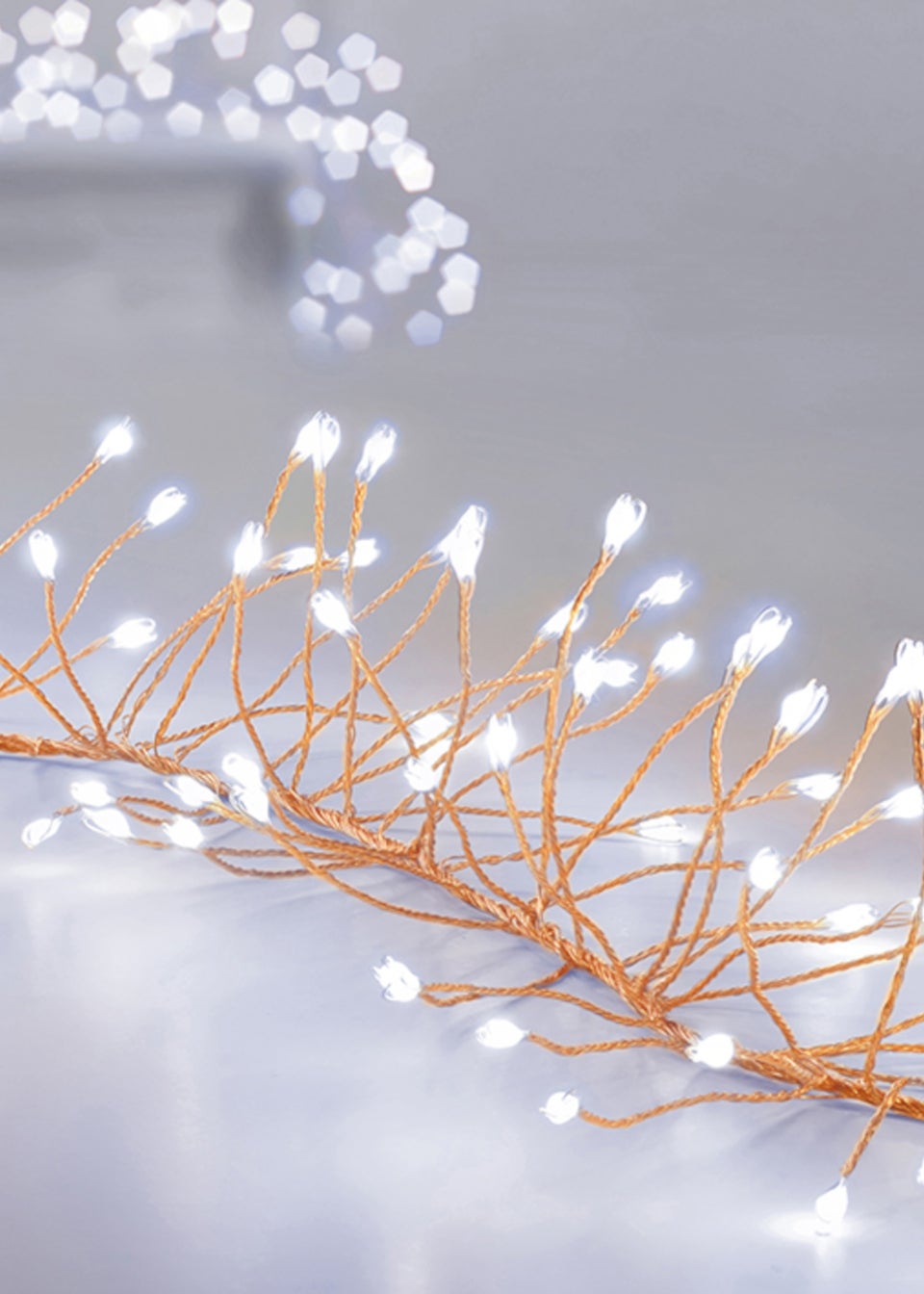 Premier Decorations 288 Large White LED Rose Gold Wire Ultrabirghts Garland