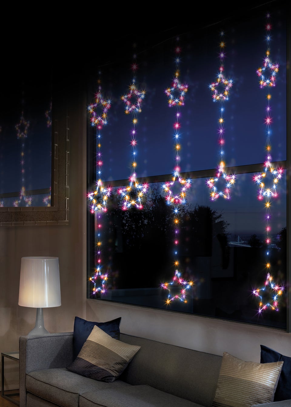 Premier Decorations 312 Rainbow LED Twinkling Curtain Light