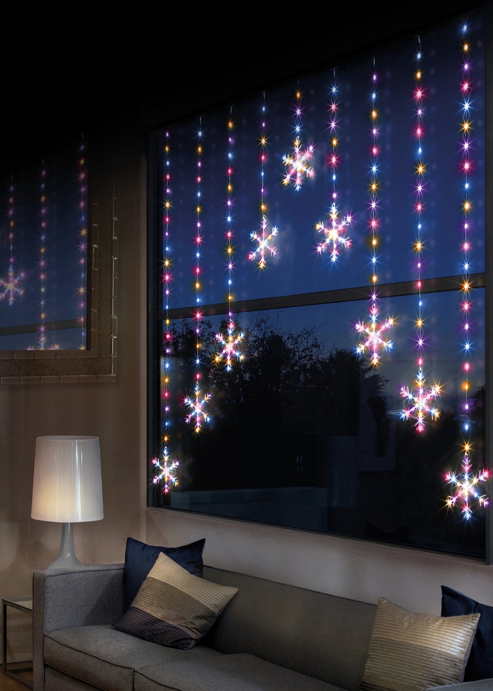 Premier Decorations 339 Rainbow LED Snowflake Curtain Lights