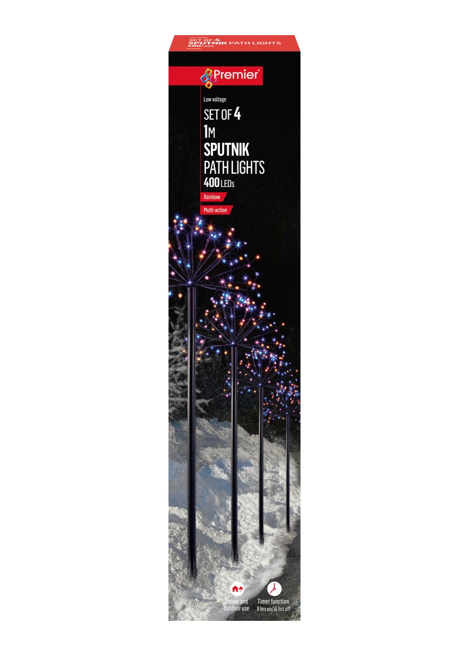 Premier Decorations 4 Piece Multi-action Sputnik Path Lights with 400 Rainbow LEDs