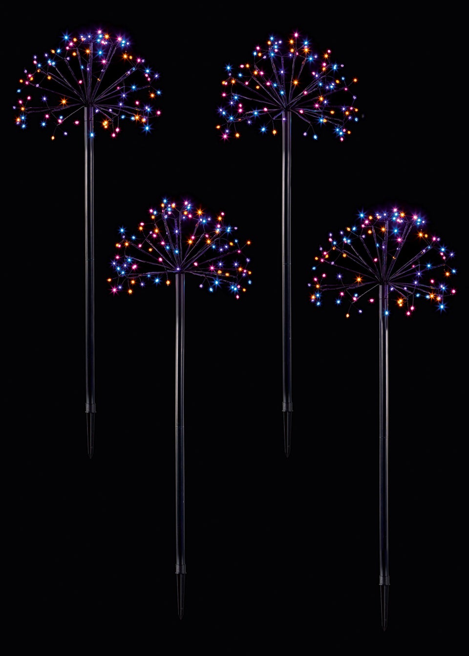 Premier Decorations 4 Piece Multi-action Sputnik Path Lights with 400 Rainbow LEDs