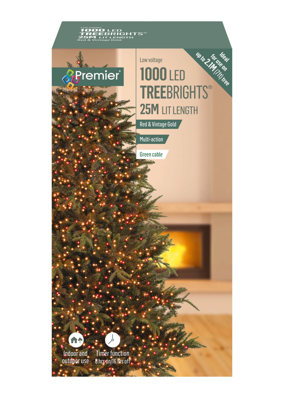 Premier Decorations 1000 Red and Vintage Gold LED Treebrights