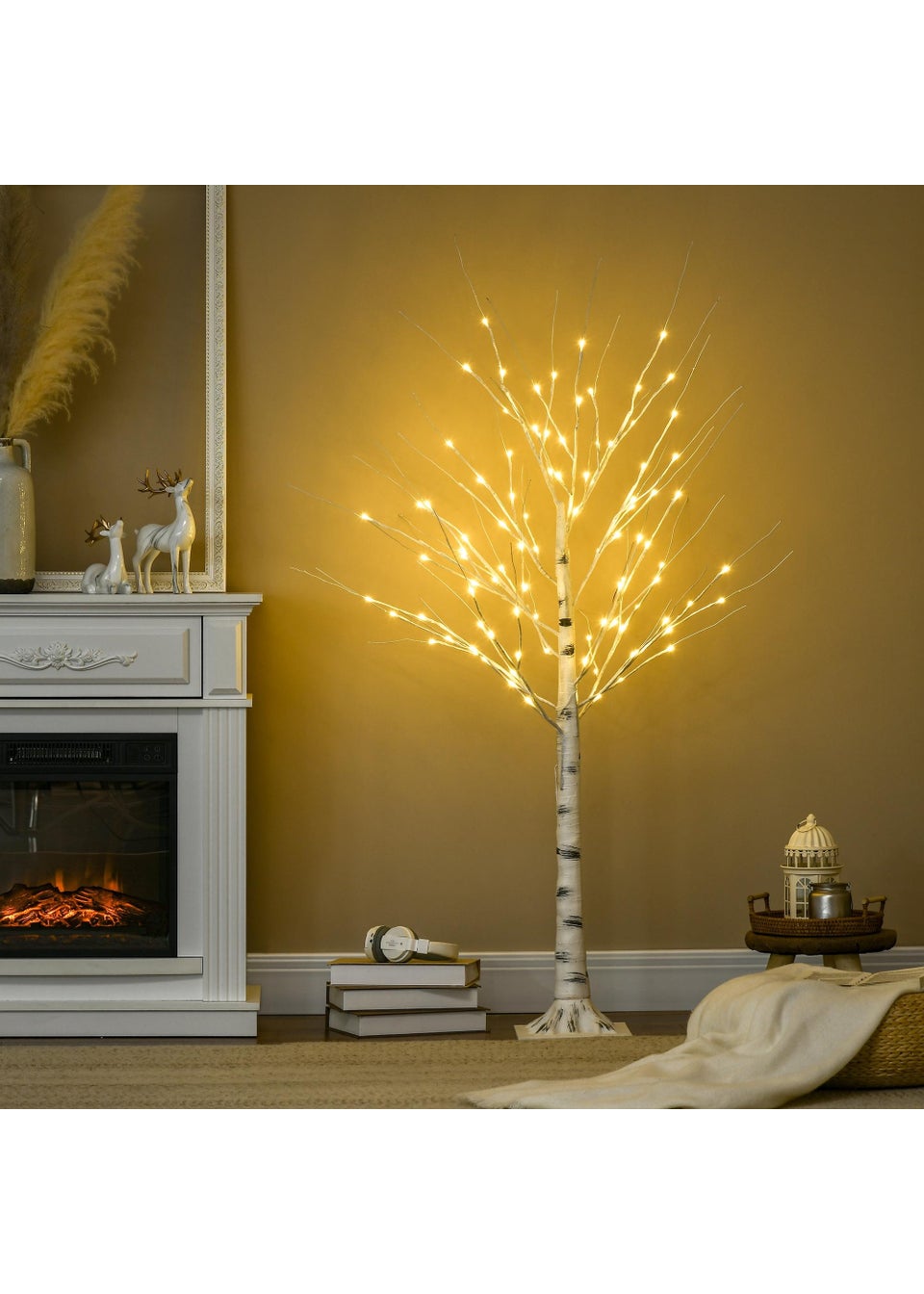 5ft Artificial White Birch Tree Light with Warm White PreLit