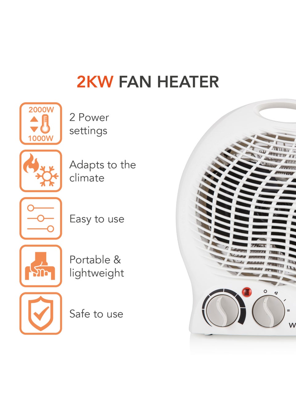 Warmlite 2000W Upright Fan Heater