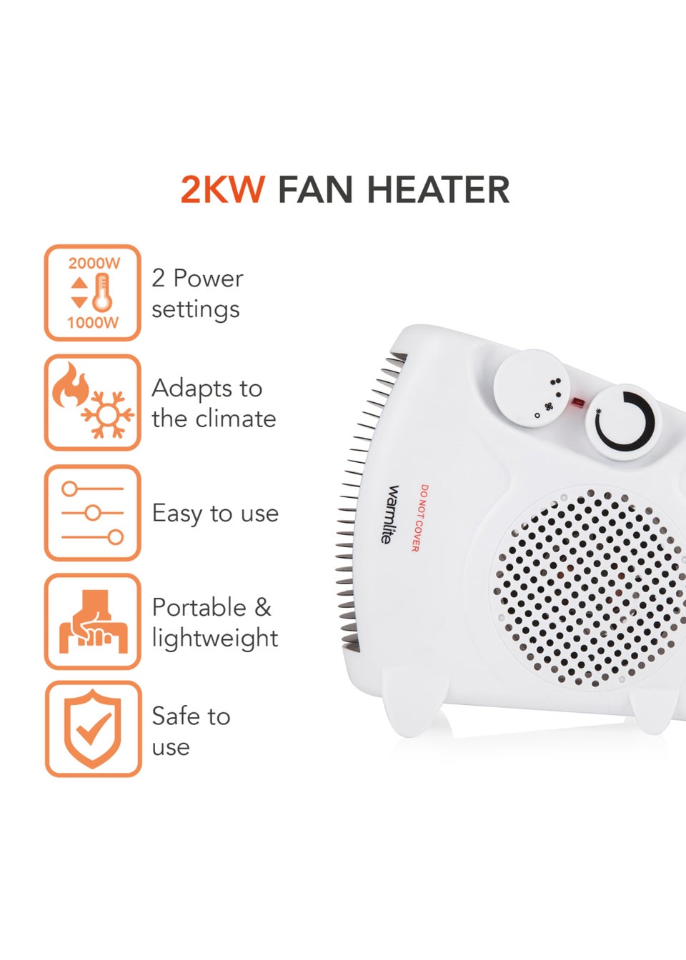Warmlite 2000W Fan Heater Thermo Control