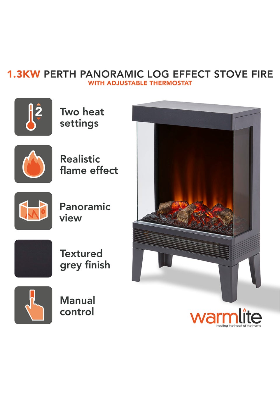 Warmlite Perth 1.3KW Log Stove Fire