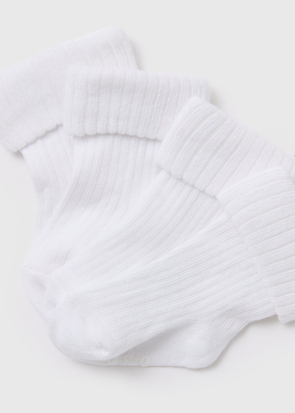 Baby 4 Pack White Ribbed Socks (Newborn-24mths)