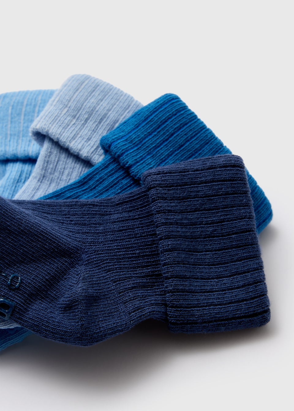 Baby 4 Pack Blue Ribbed Socks (Newborn-24mths)