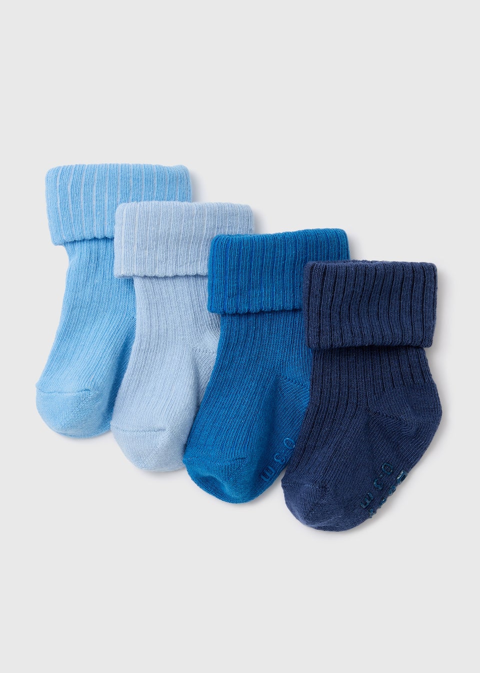 Baby 4 Pack Blue Ribbed Socks (Newborn-24mths)