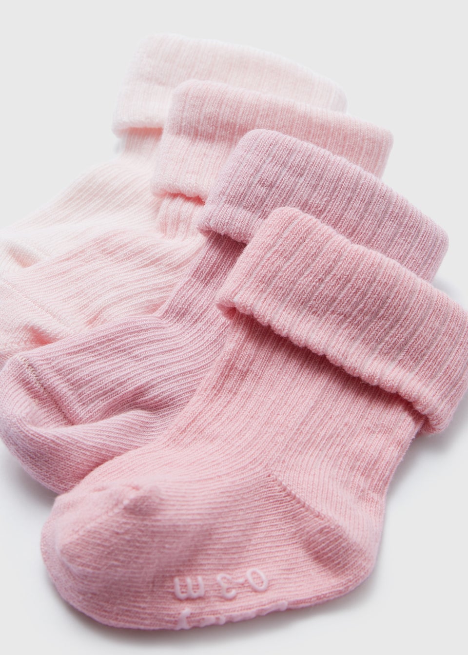 Baby 4 Pack Pink Ribbed Socks (Newborn-24mths)