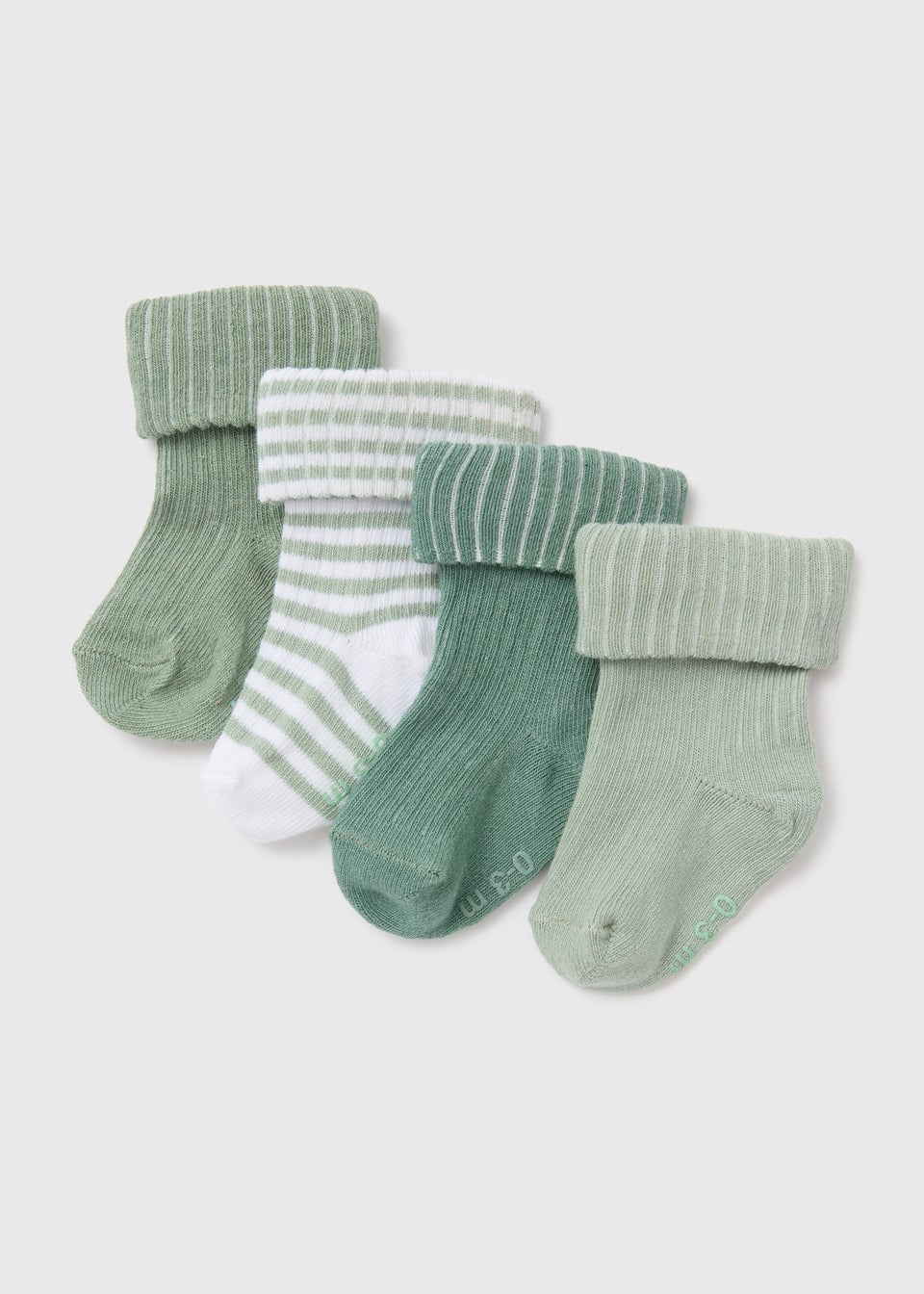 Baby 4 Pack Sage Ribbed Socks (Newborn-24mths)