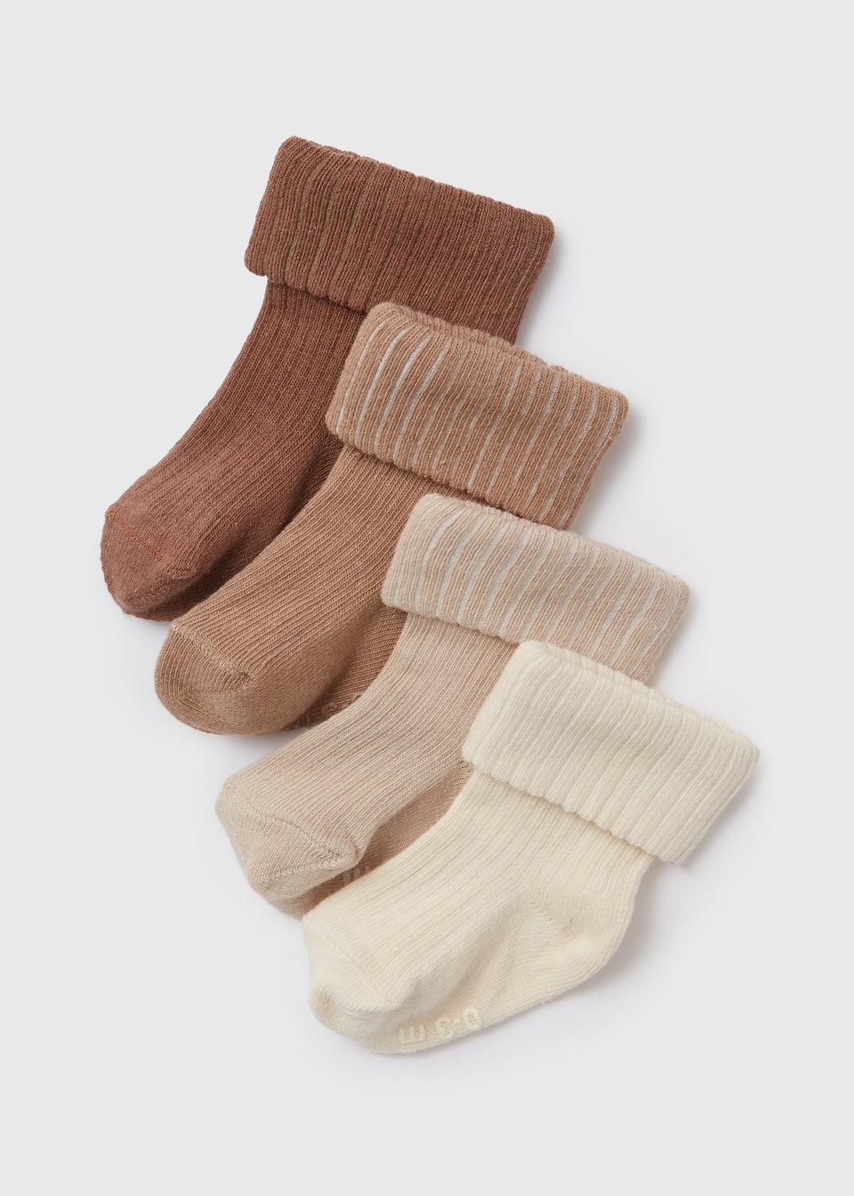 Baby 4 Pack Beige Ribbed Socks (Newborn-24mths)