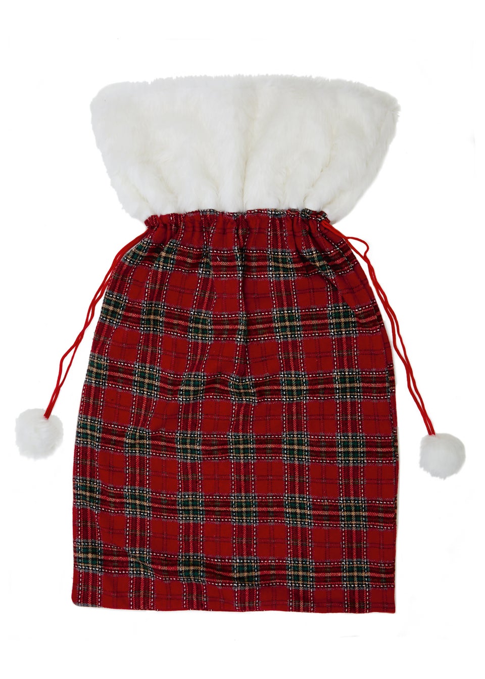 Premier Decorations Tartan Present Sack with Fur Edge Trim Matalan