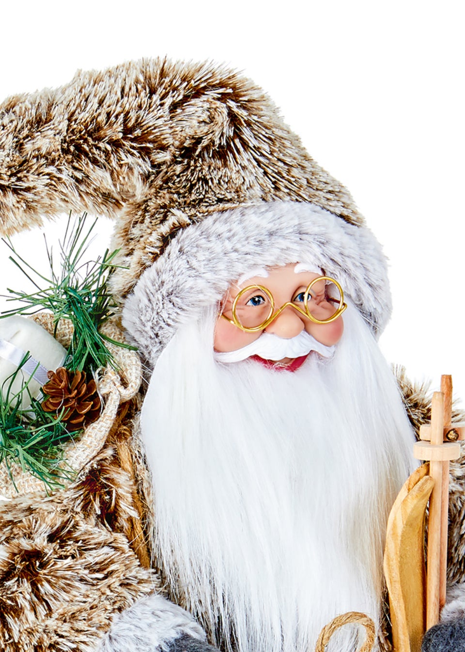 Premier Decorations Standing Alpine Santa with Wooden Skis (60cm)
