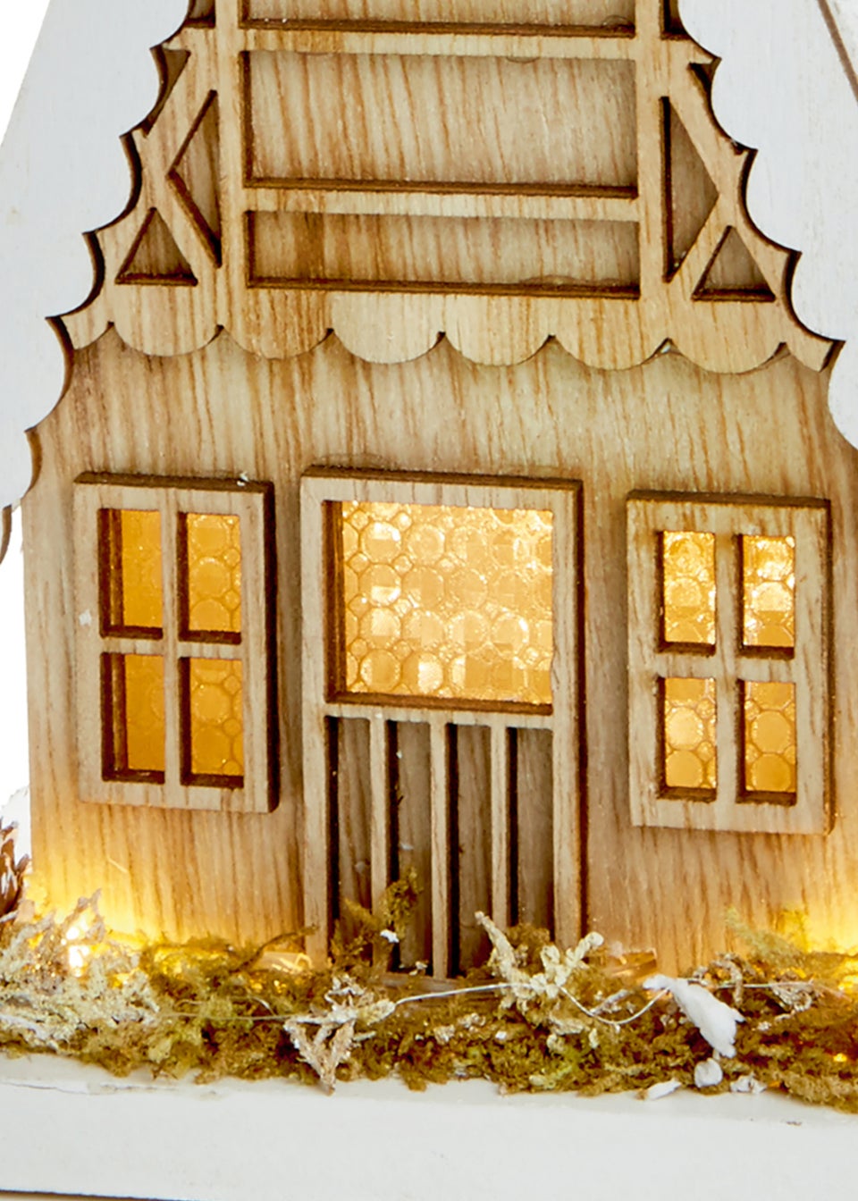 Premier Decorations Set of 2 Lit Wooden Christmas Houses