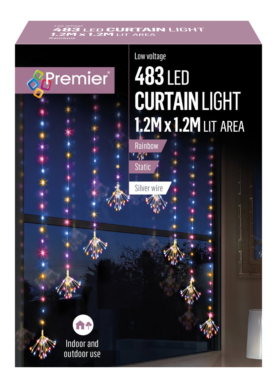 Premier Decorations 483 Rainbow LED Sputnik Curtain Light