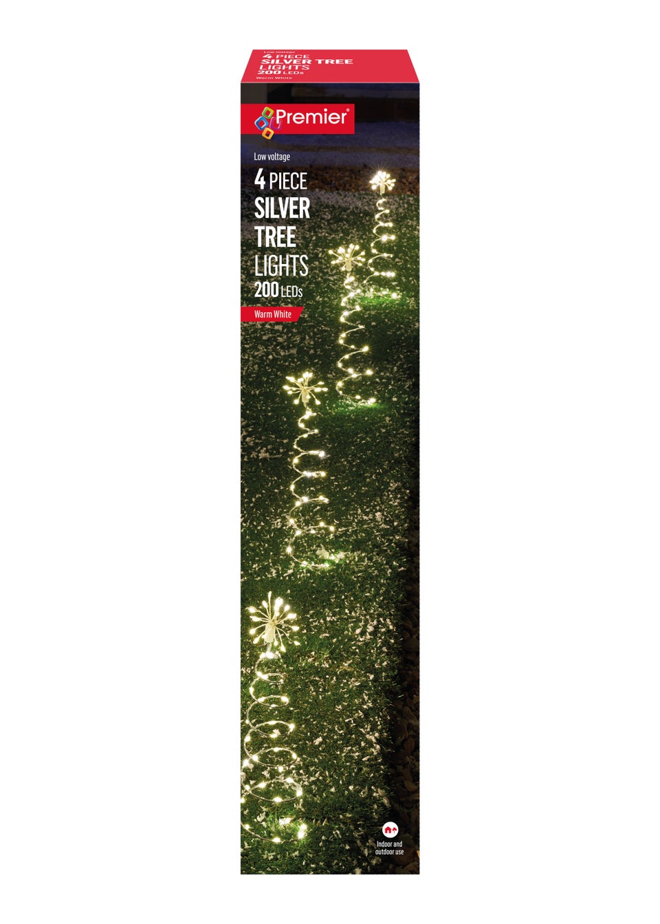 Premier Decorations 4 Piece Silver Pin Wire Tree Pathlights with 200 Warm White LEDs