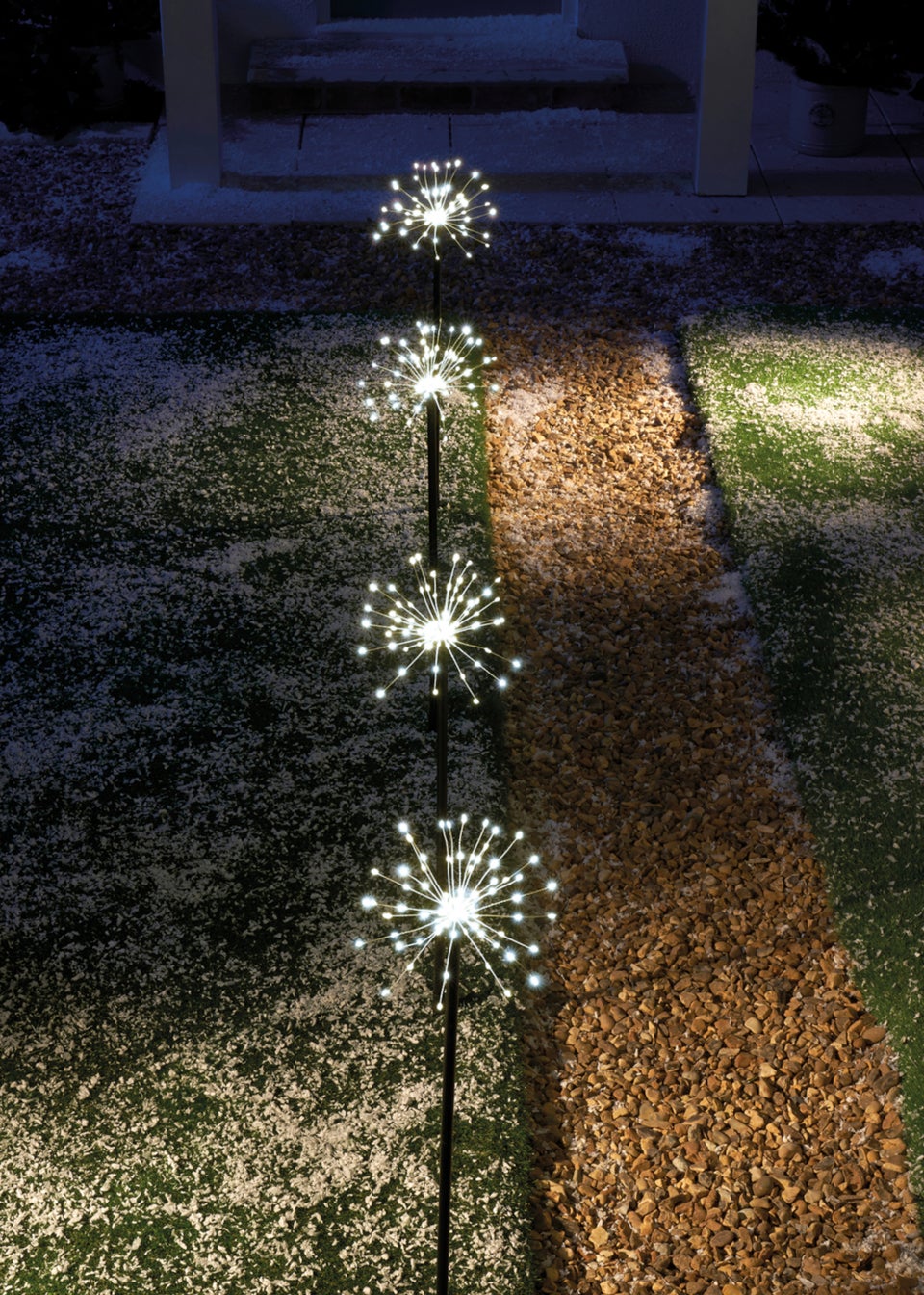 Premier Decorations 4 Piece Sparkle Sputnik White LED Path Lights