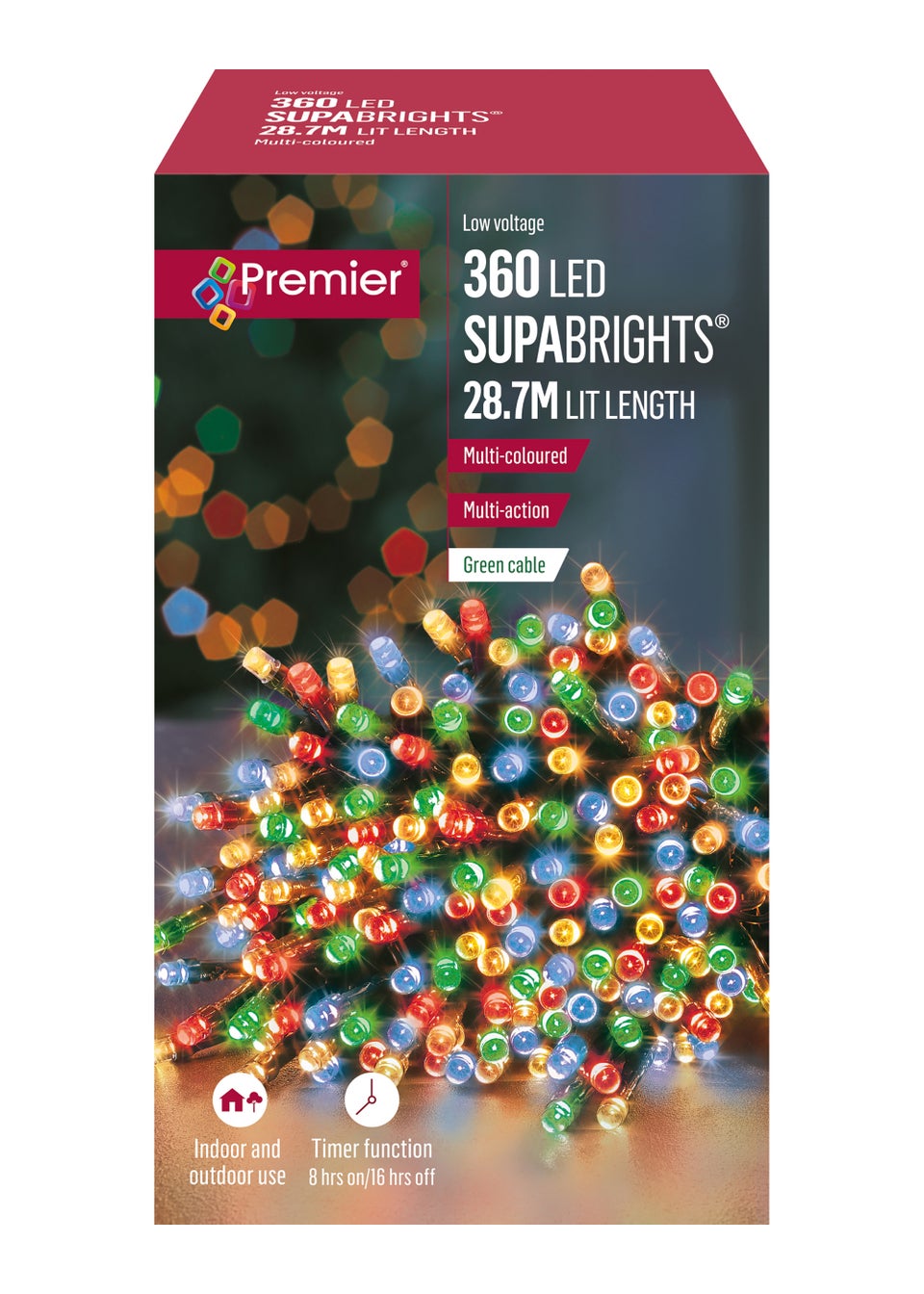 Premier Decorations 360 Multi-coloured LED Supabrights