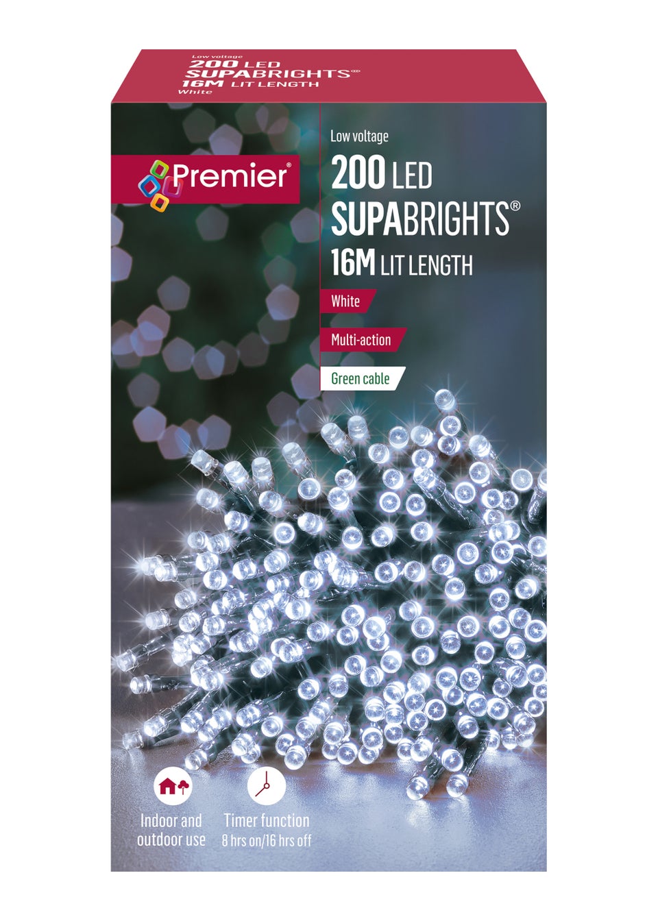 Premier Decorations 200 White LED Supabrights