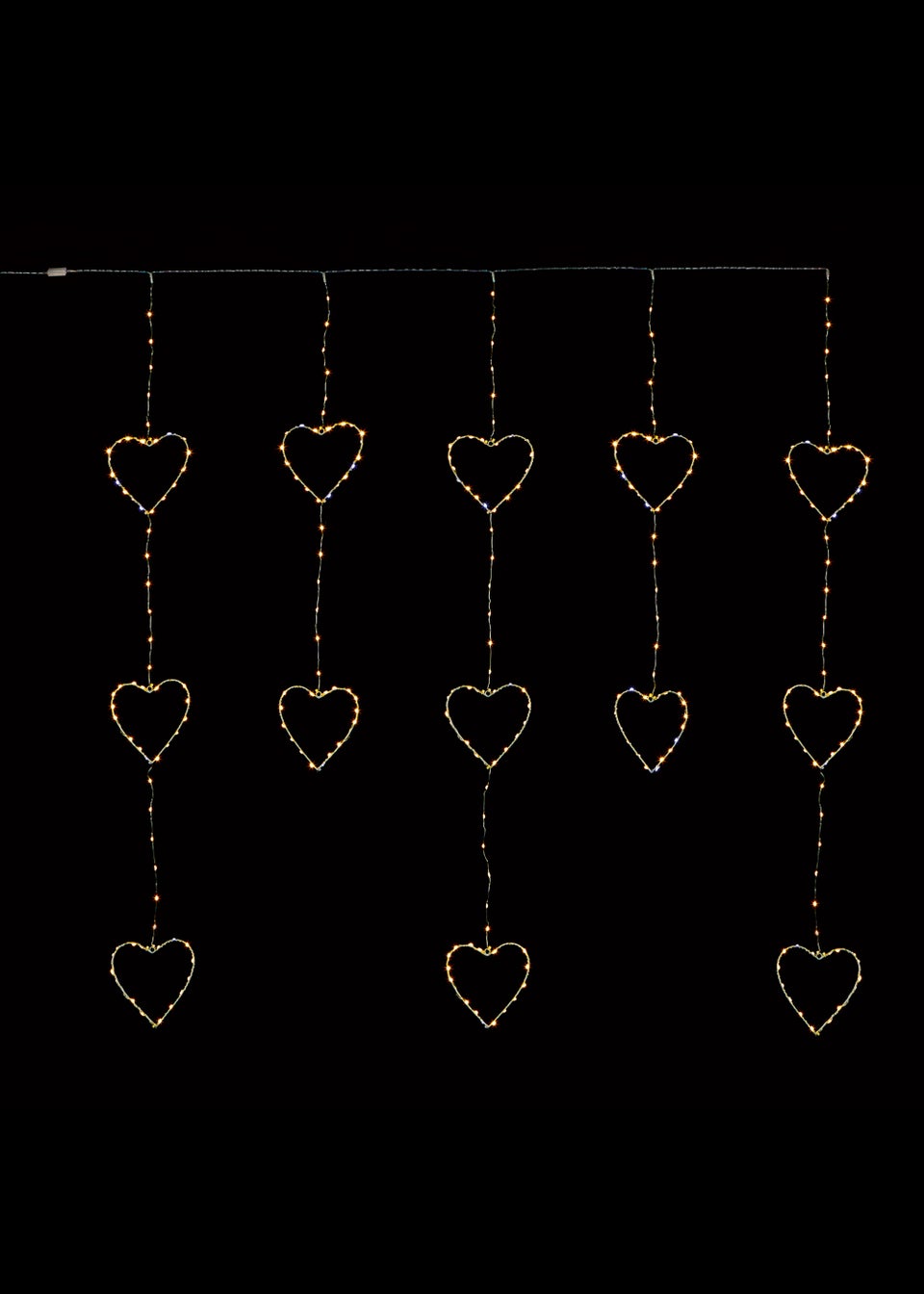 Premier Decorations 312 Warm White LED Twinkling Heart Curtain Light