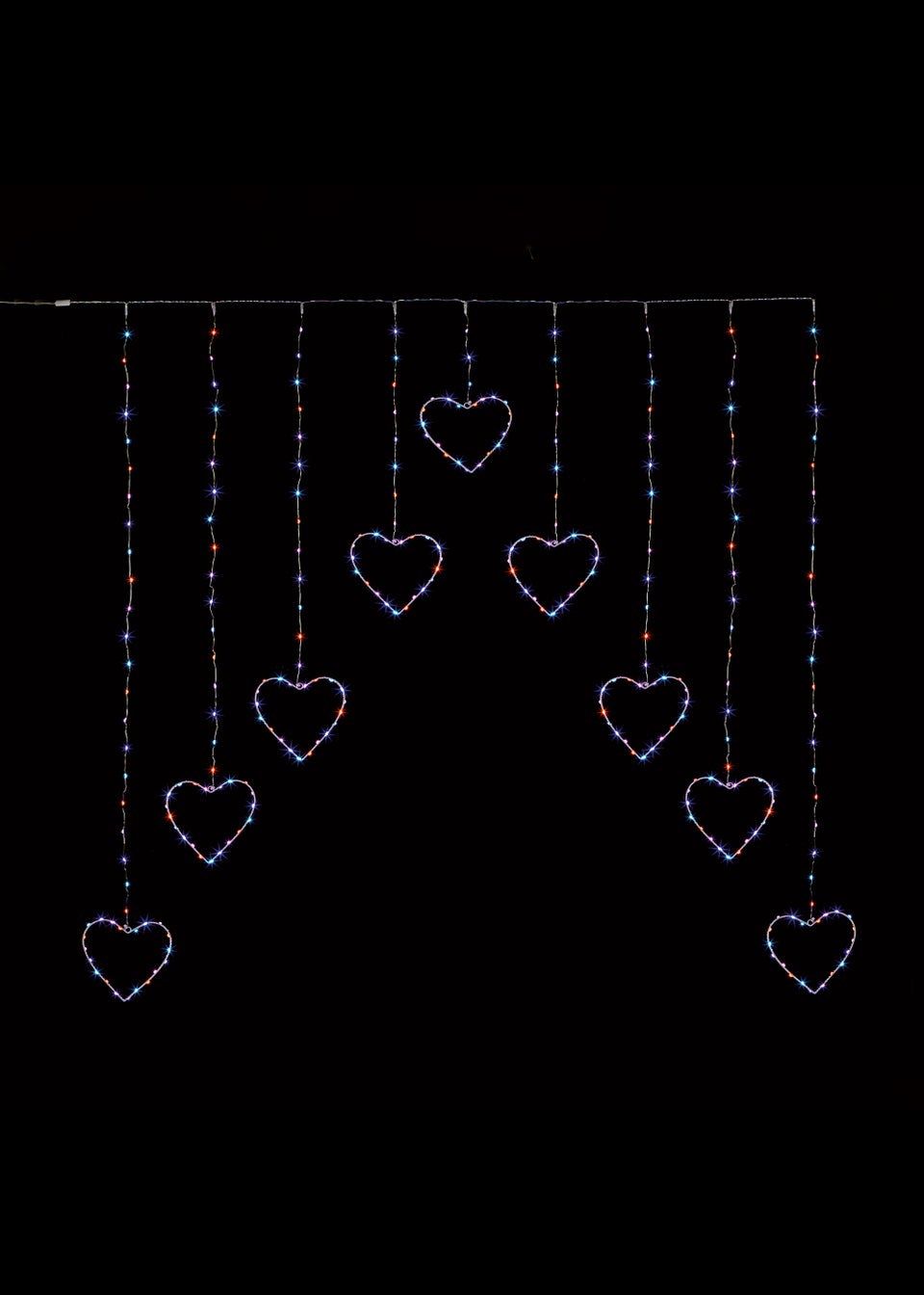 Premier Decorations 303 Rainbow LED Heart Curtain Light