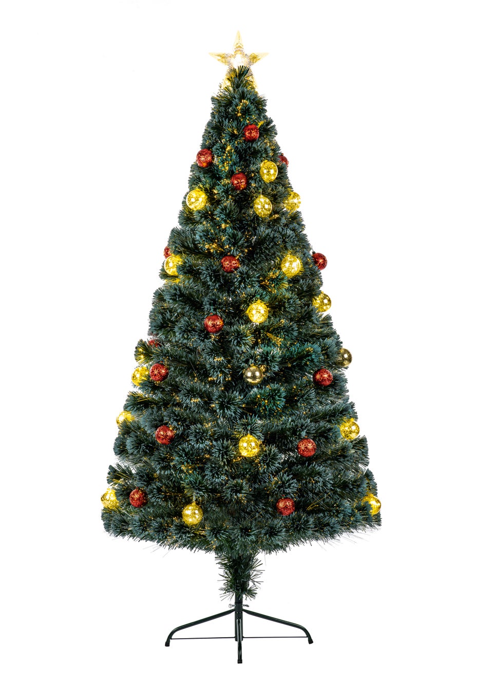 Premier Decorations Pine wire with Baubles Green Fibre Optic Tree (4ft)