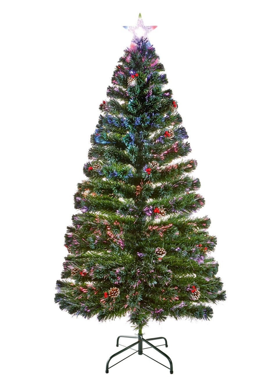 Premier Decorations Pinecone Berries and Tree Top Star Fibre Optic Tree (4Ft)
