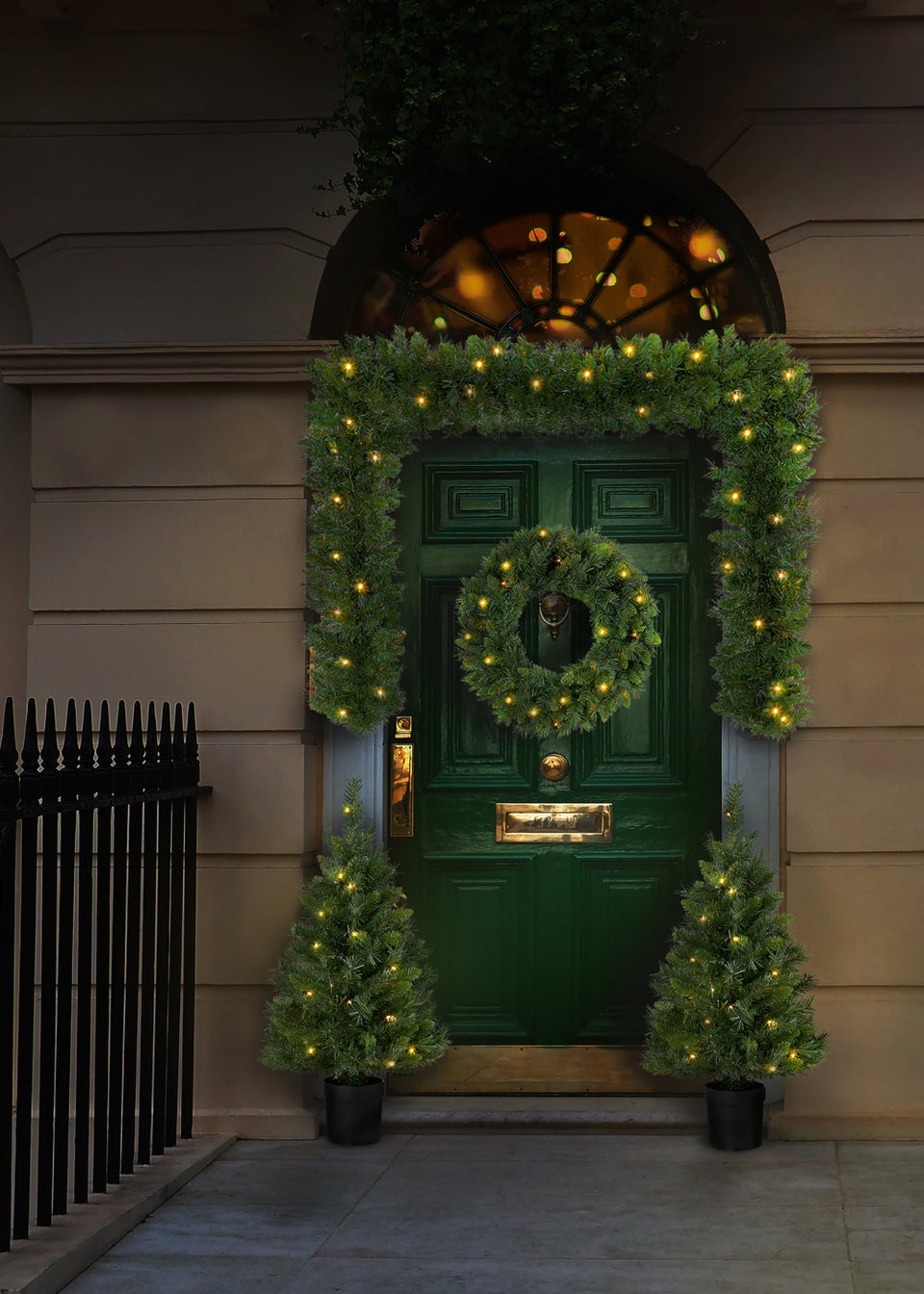 Premier Decorations Pre-Lit 4 Piece Christmas Door Set with Warm White LEDs