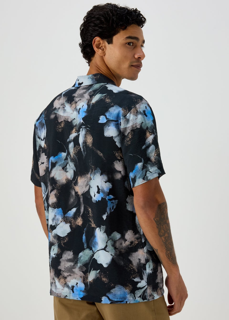 Black Floral Print Smart Shirt - Matalan
