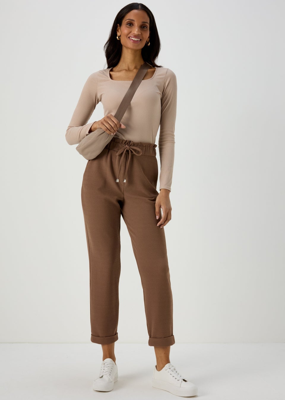 Khaki paperbag trousers hot sale