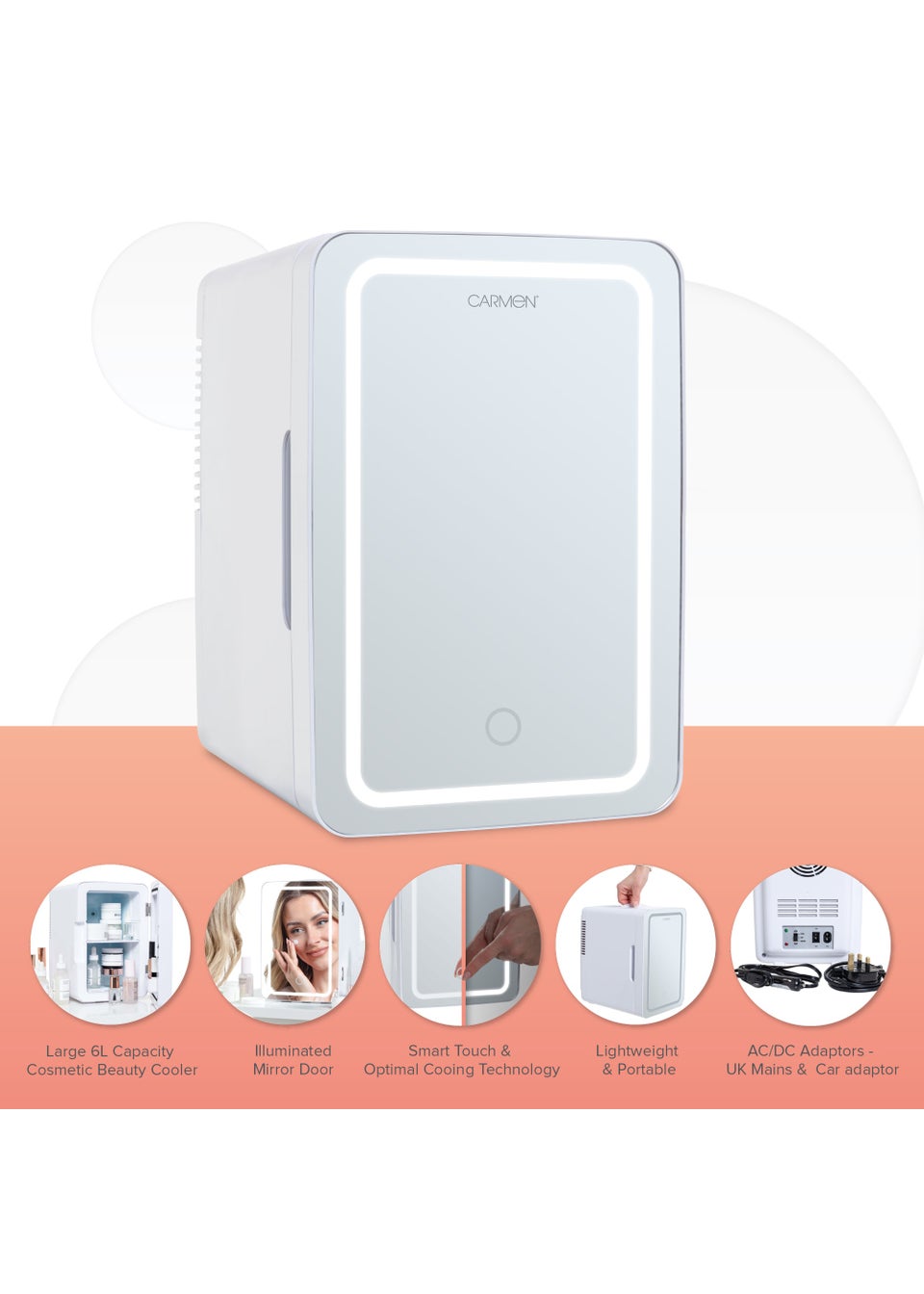 Carmen Cosmetic Beauty Cooler with Illuminated Mirror