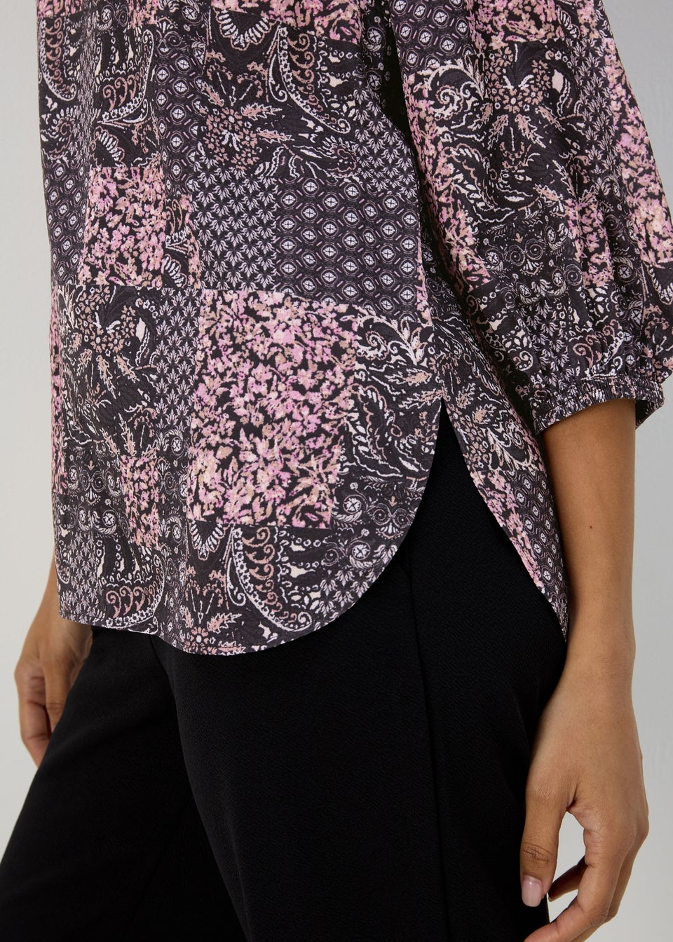 Black Scarf Print Bubble Box Top