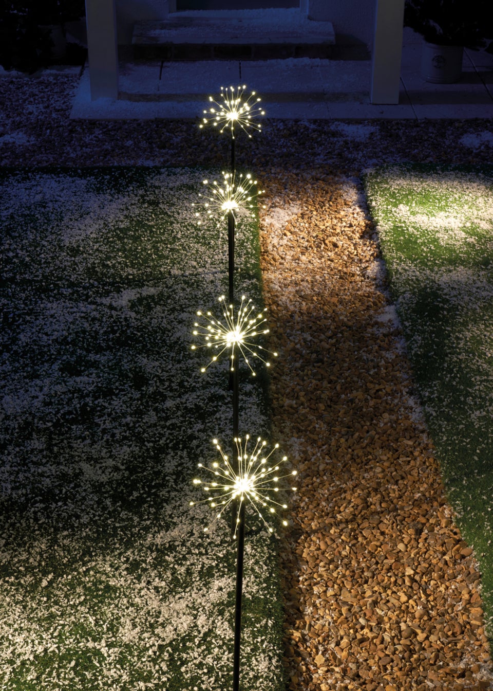 Premier Decorations 4 Piece Sparkle Sputnik Warm White LED Path Lights